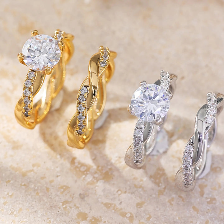 Moissanite Twisted Ring Set