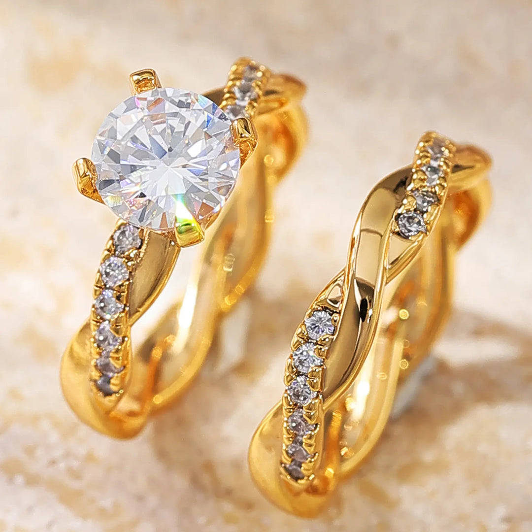 Moissanite Twisted Ring Set
