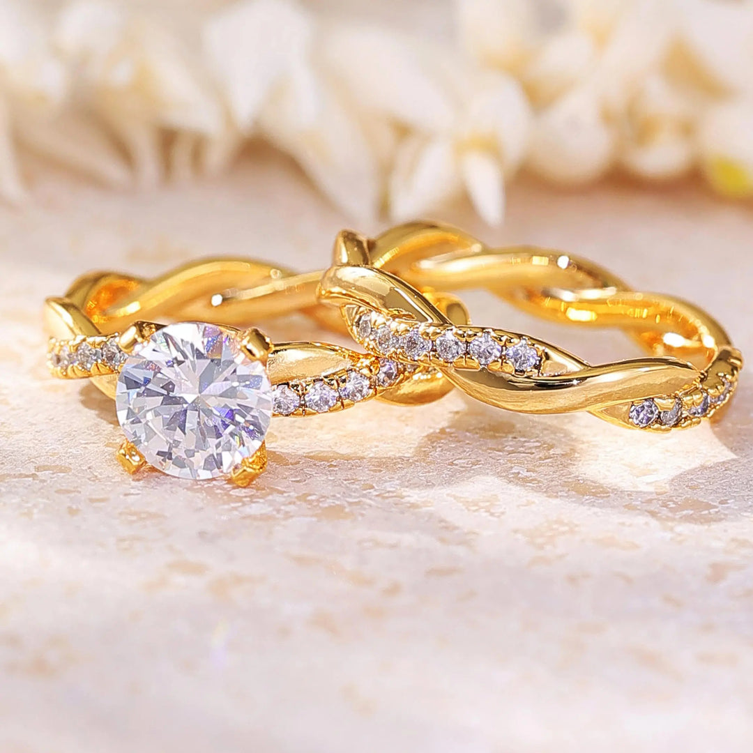 Moissanite Twisted Ring Set