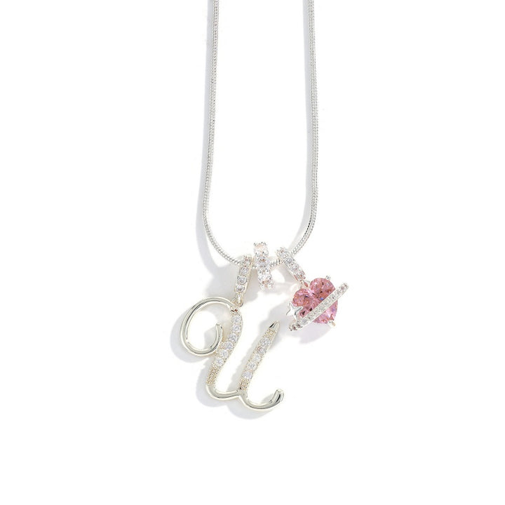 Initial Letter Heart Pendant Necklace