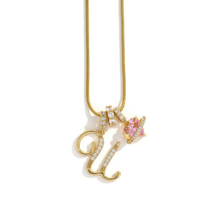 Initial Letter Heart Pendant Necklace