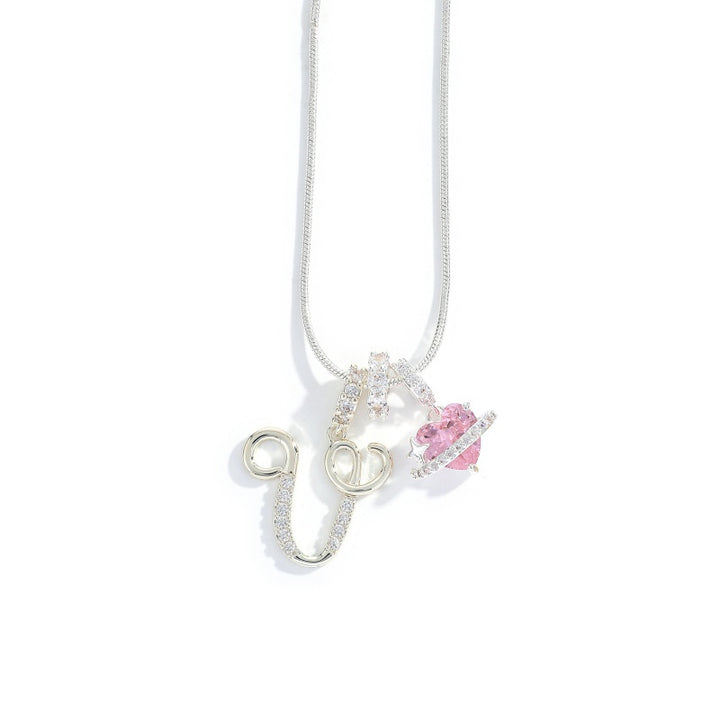 Initial Letter Heart Pendant Necklace