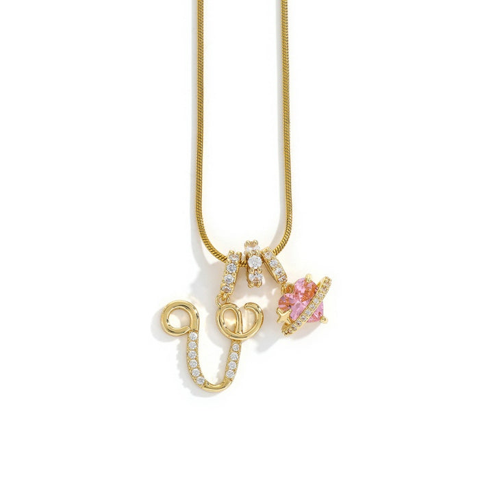 Initial Letter Heart Pendant Necklace