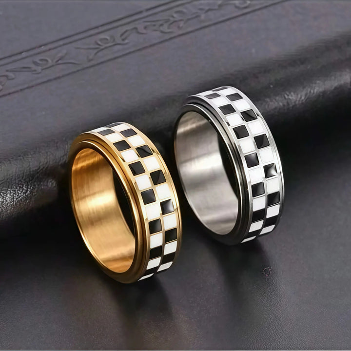 Checkered Rotatable Titanium Steel Stress Relief Ring