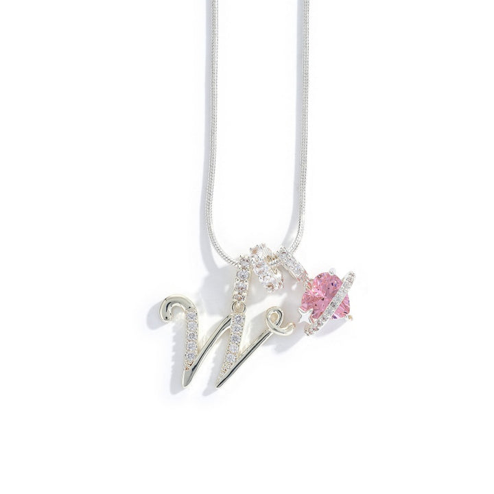 Initial Letter Heart Pendant Necklace