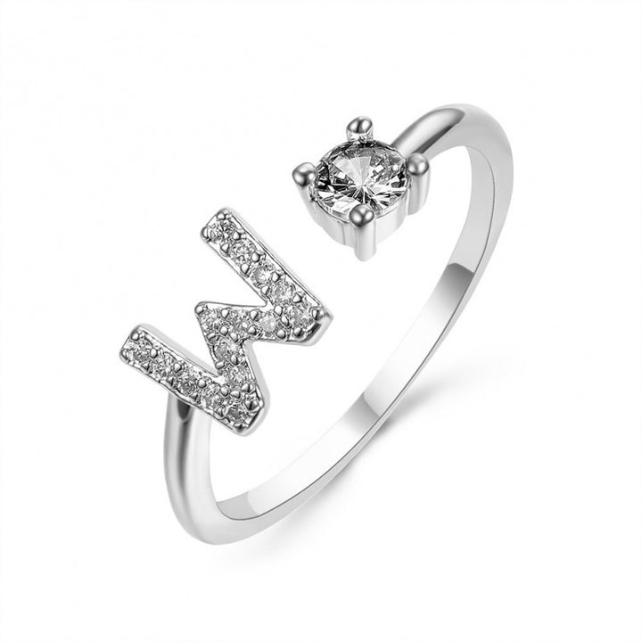 Elegant Initial Open Ring with Zircon
