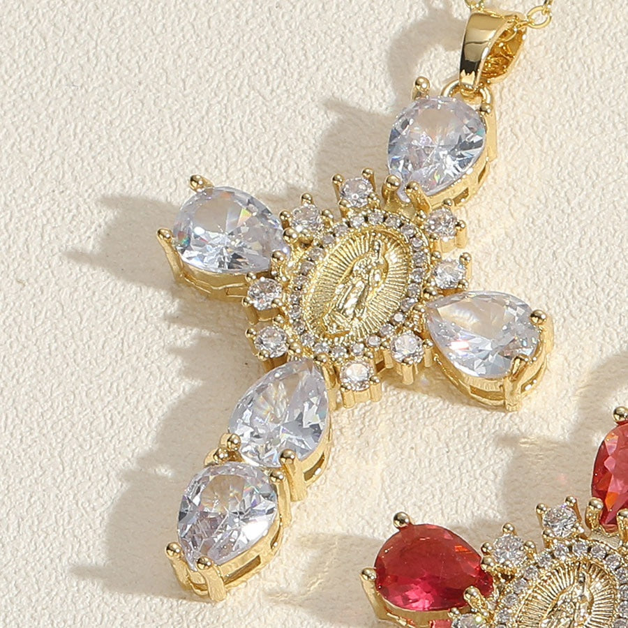 Virgen Mary Cross Necklace  with Unique