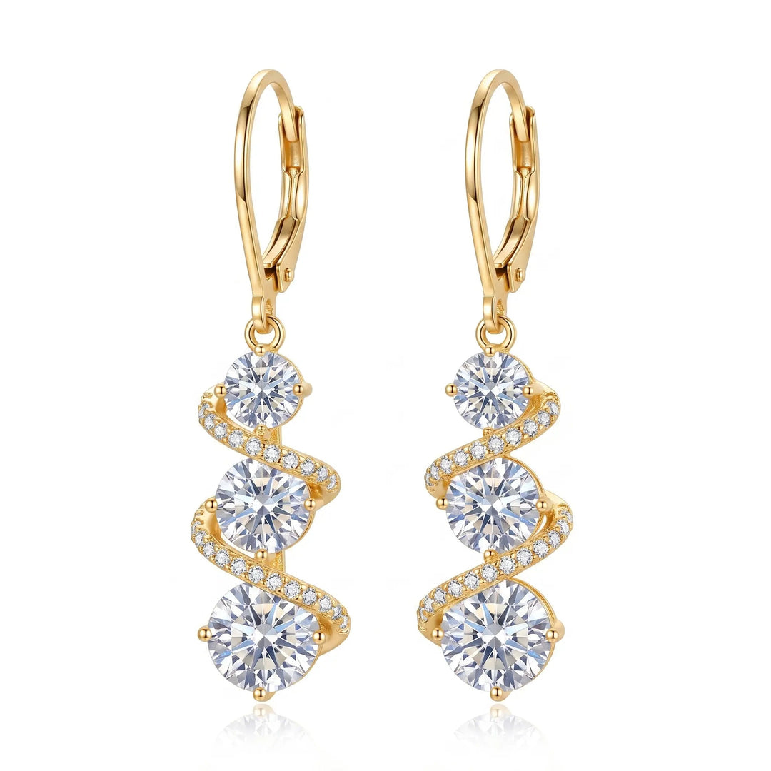 Minimalist Long Zircon Spiral Earrings