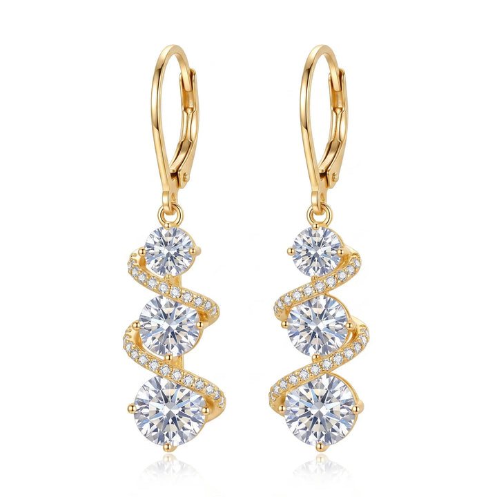 Minimalist Long Zircon Spiral Earrings