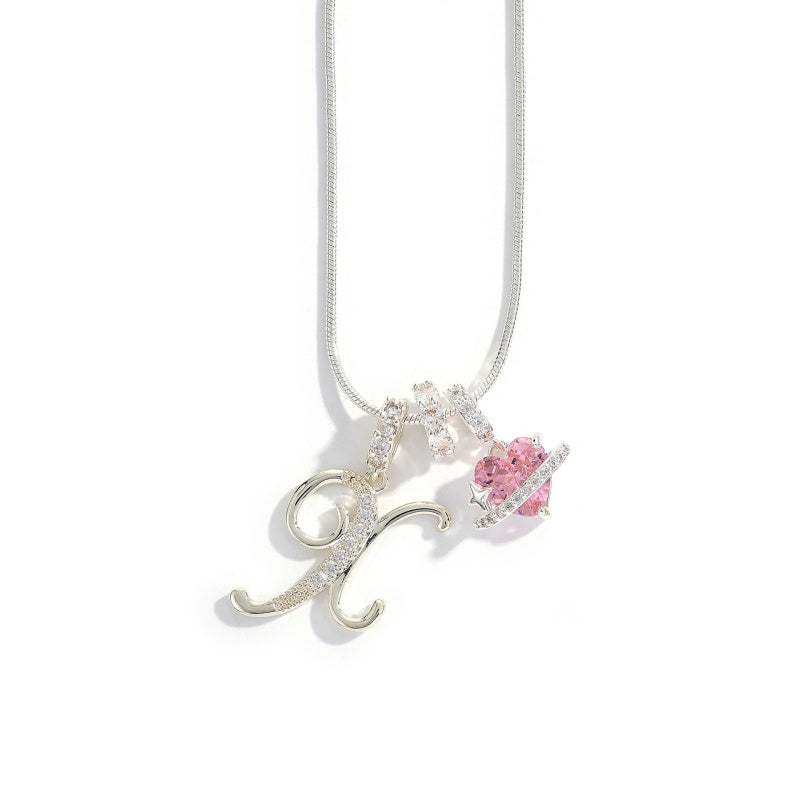 Initial Letter Heart Pendant Necklace