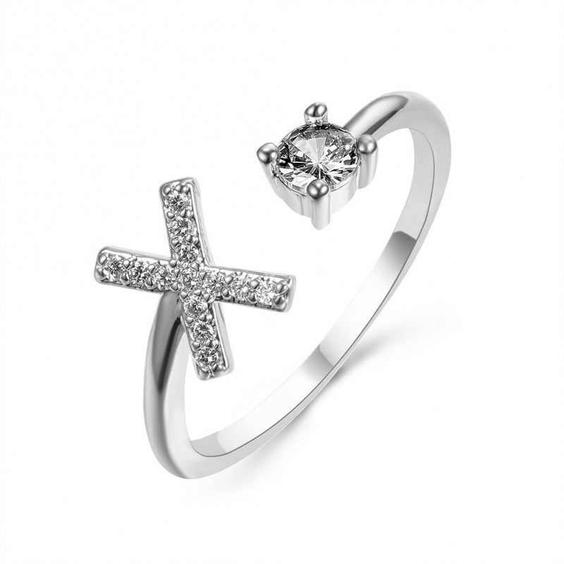 Elegant Initial Open Ring with Zircon
