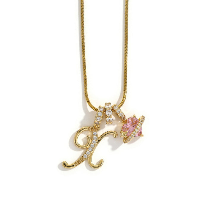 Initial Letter Heart Pendant Necklace