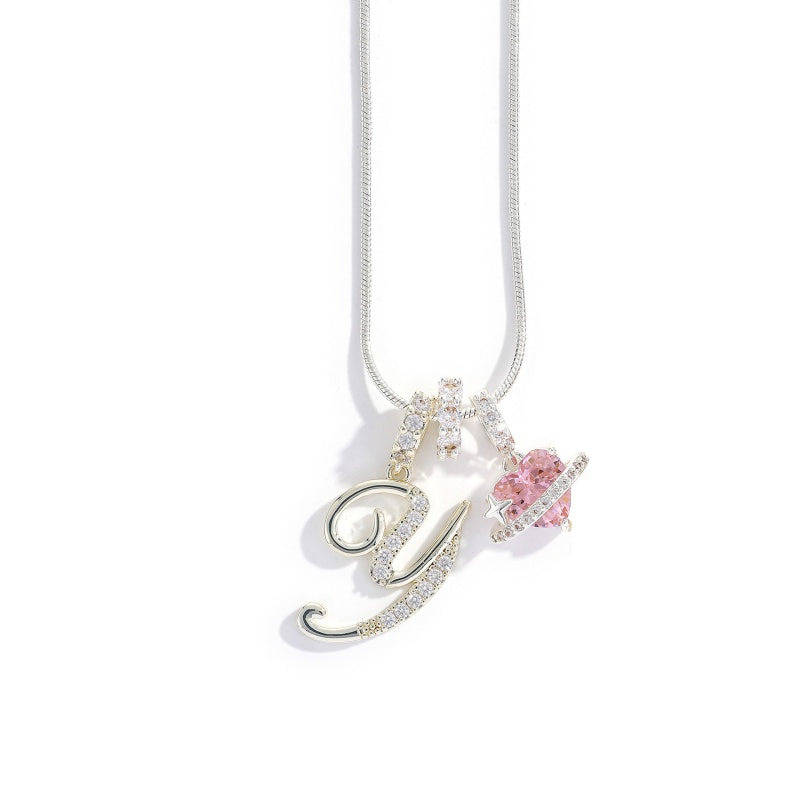 Initial Letter Heart Pendant Necklace