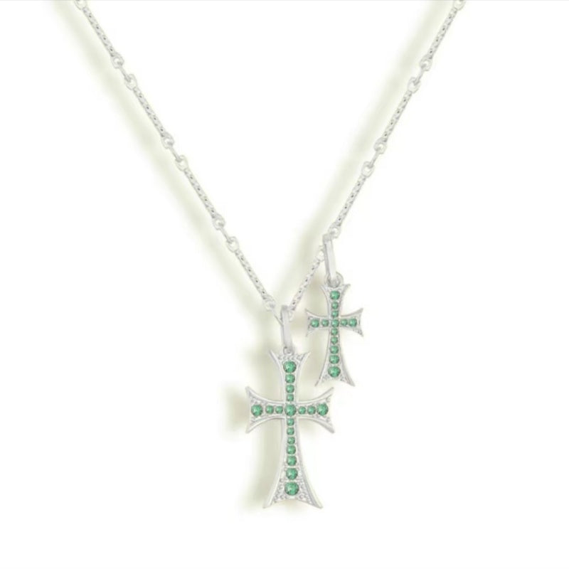 Double Cross Faith Necklace