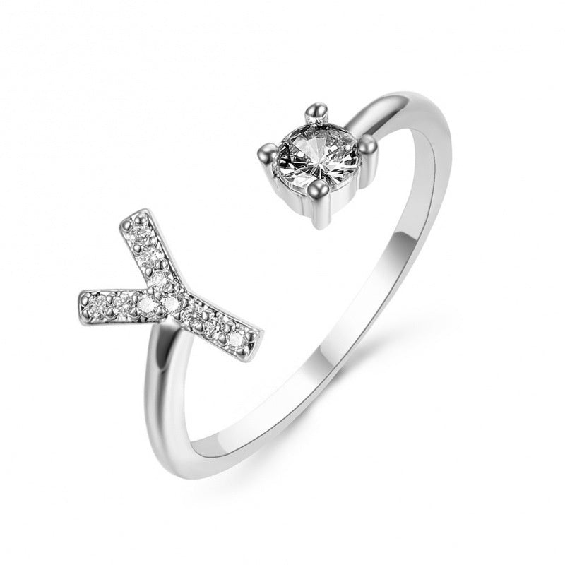 Elegant Initial Open Ring with Zircon