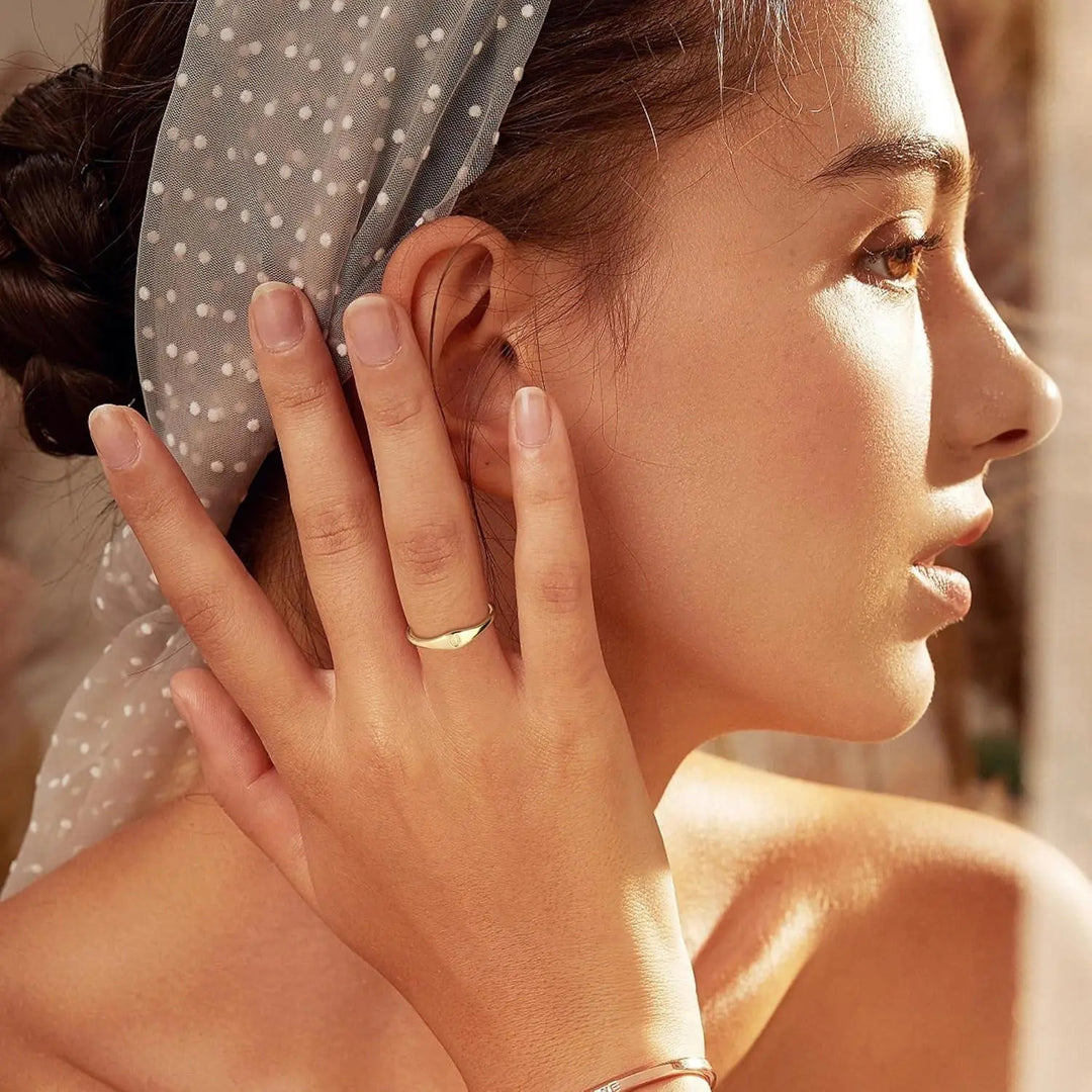 Initial Letter Stackable Ring Daily Wear
