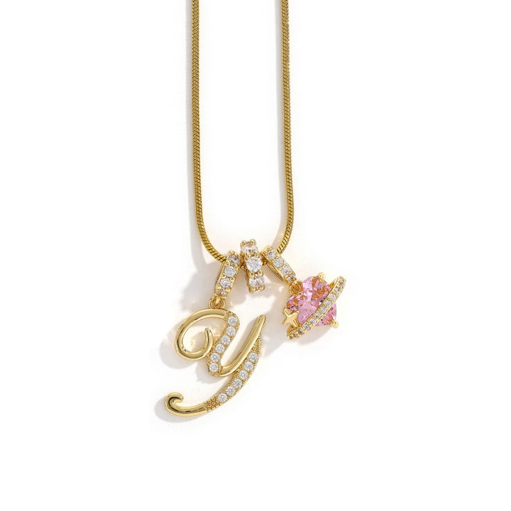 Initial Letter Heart Pendant Necklace
