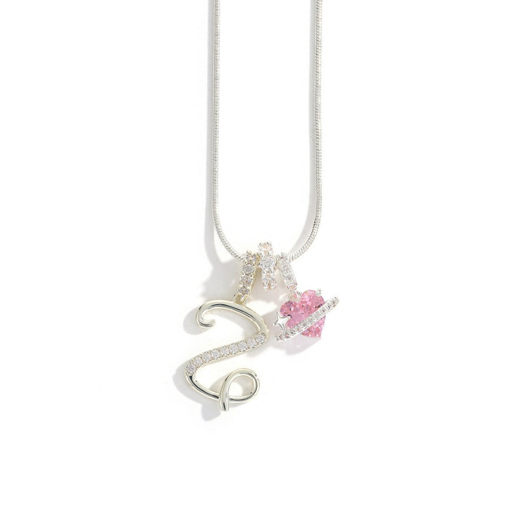 Initial Letter Heart Pendant Necklace