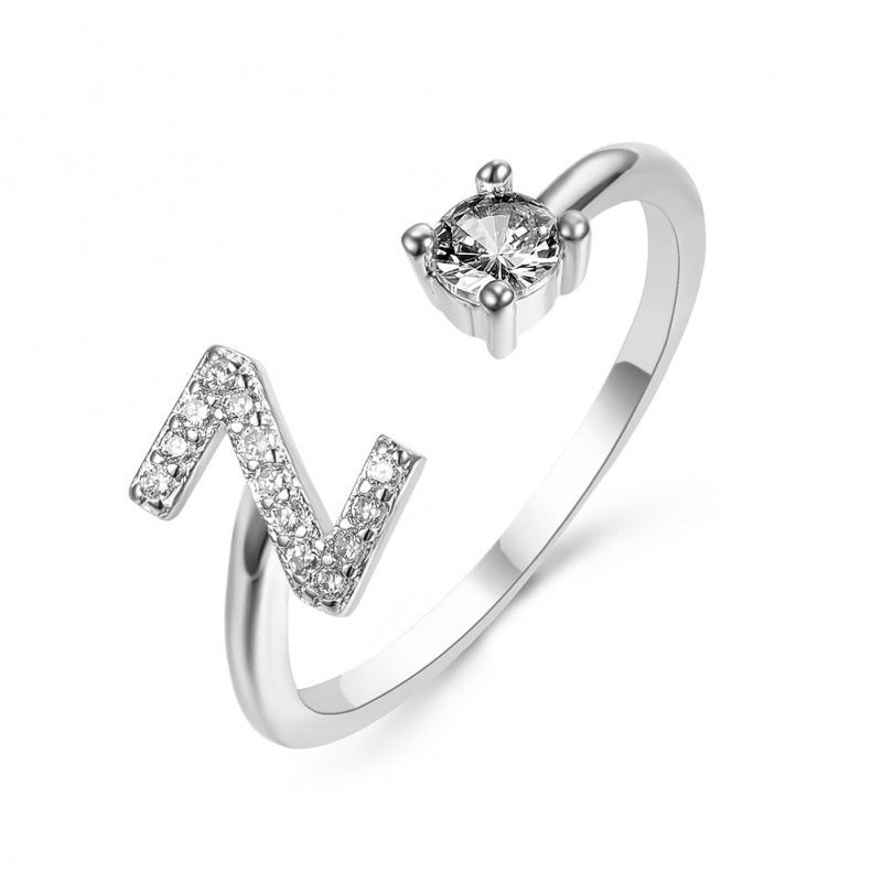 Elegant Initial Open Ring with Zircon