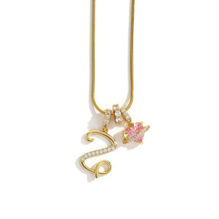 Initial Letter Heart Pendant Necklace