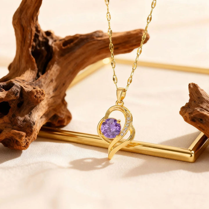 Purple Zircon Heart Necklace