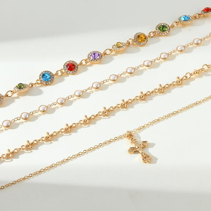 Bohemian Crystal Cross Necklace Set