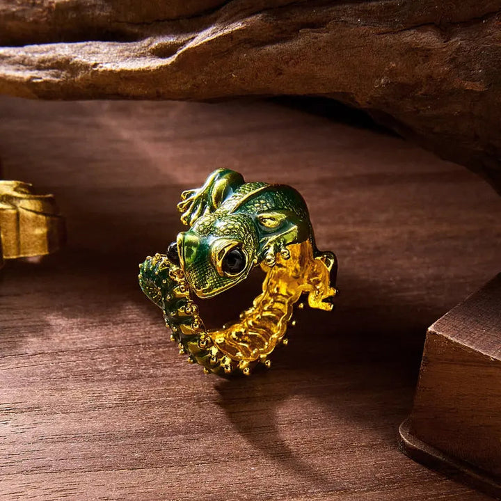 Gothic 3D Lizard Open Adjustable Ring