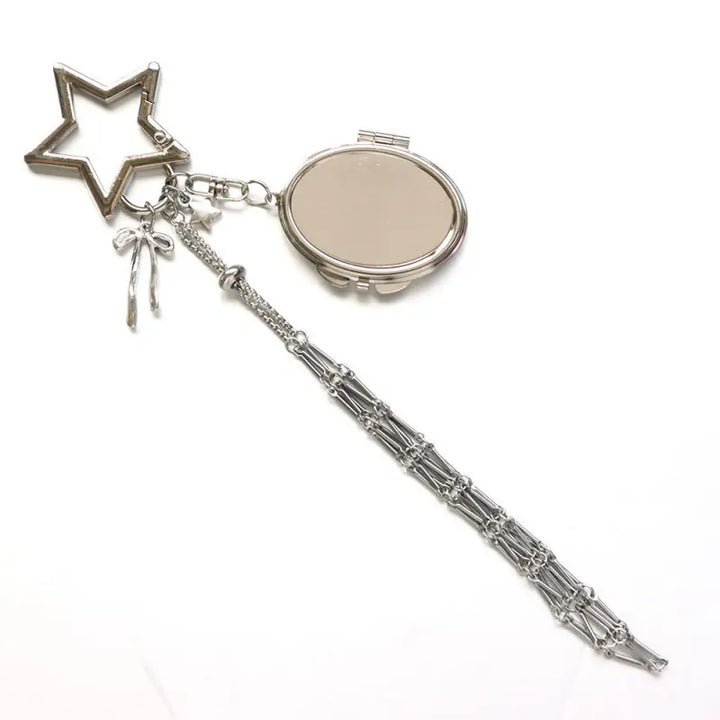 Star Heart Lipstick Holder Bag Charm Compact Mirror Purse Accessory