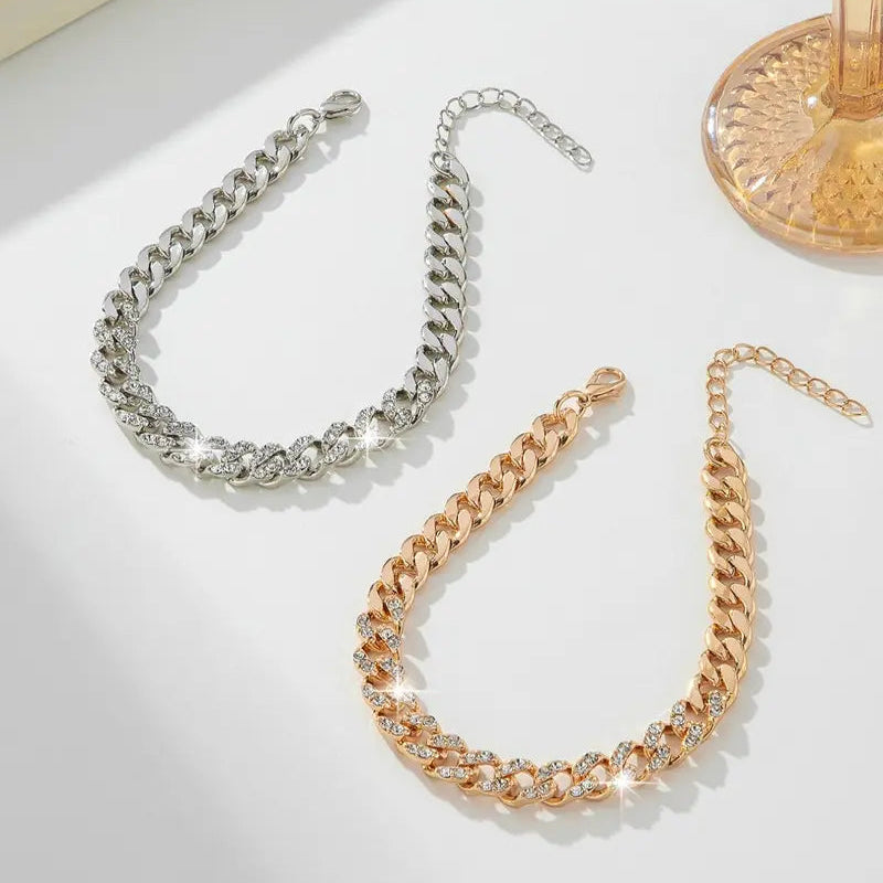 Sparkly Cubic Zirconia Cuban Ankle Chain