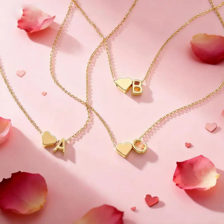 Heart Initial Letter Dainty Necklace For Women