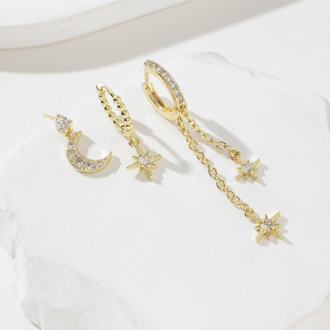 Moon Star Ear Stack Set For Multi Piercing Layering