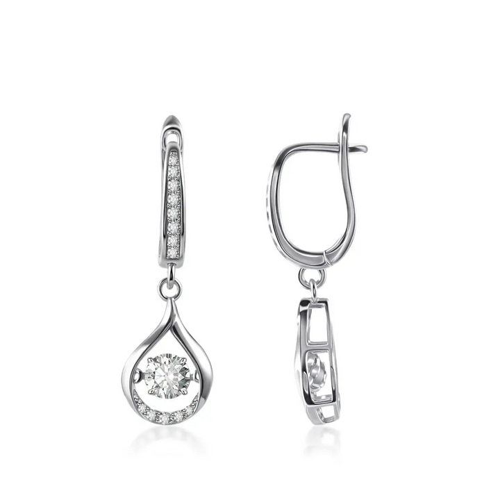 CZ Teardrop Dangle Huggie Earrings