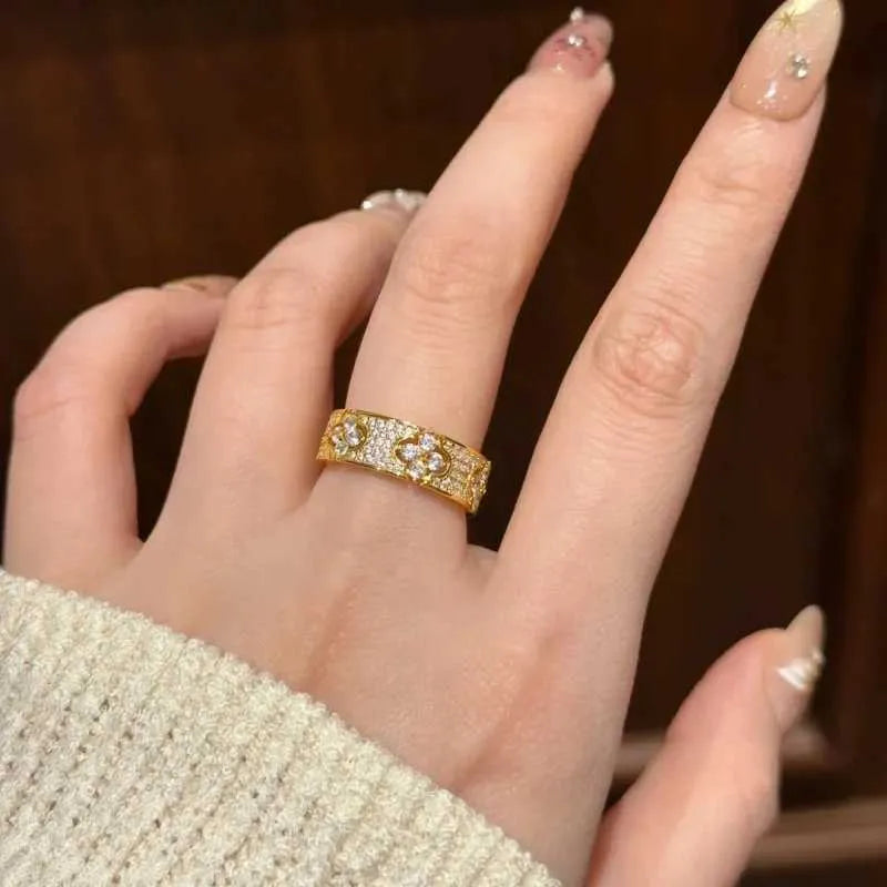 Floral Pave Zircon Eternity Band Ring Occasion Wear
