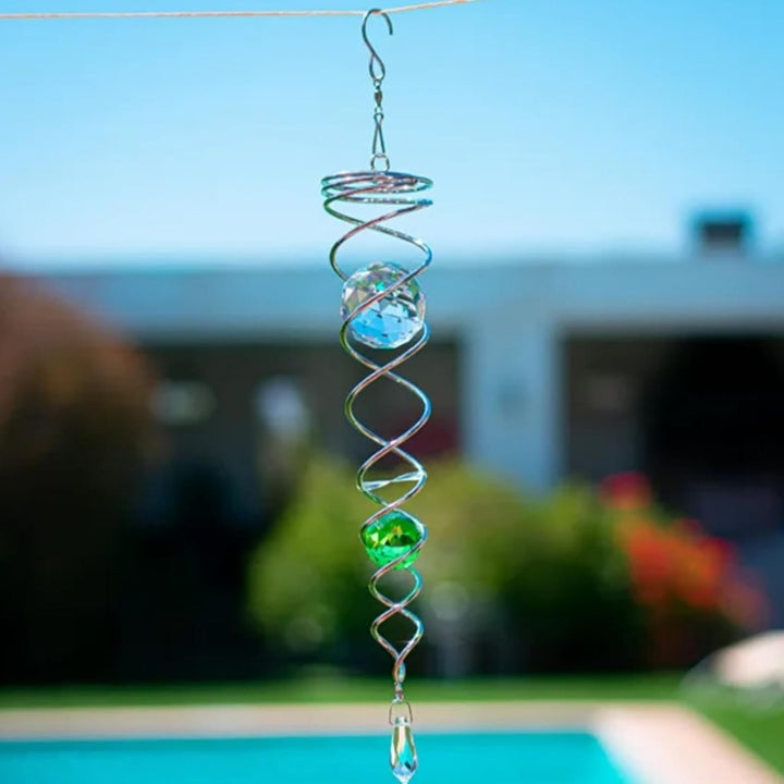 Crystal Spiral Wind Spinner Garden Decor