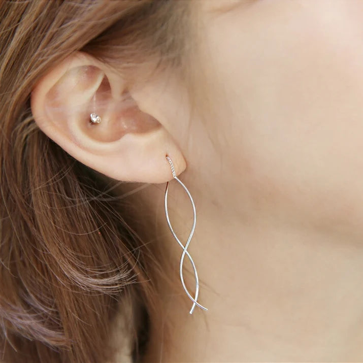 Sculpted Wave Threader Earrings