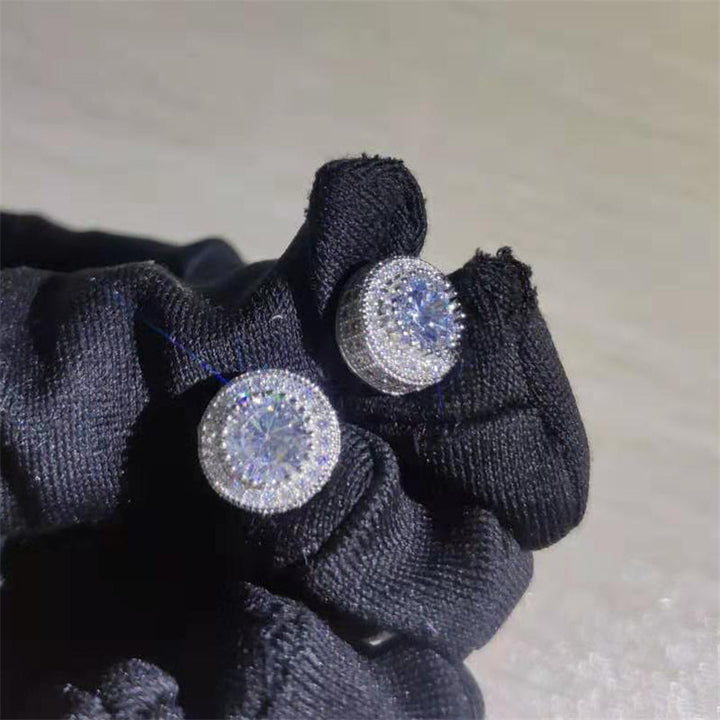 Halo Round Cut Zircon Stud Earrings