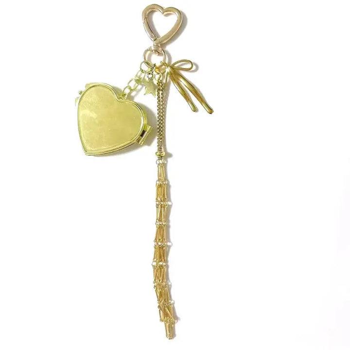 Star Heart Lipstick Holder Bag Charm Compact Mirror Purse Accessory