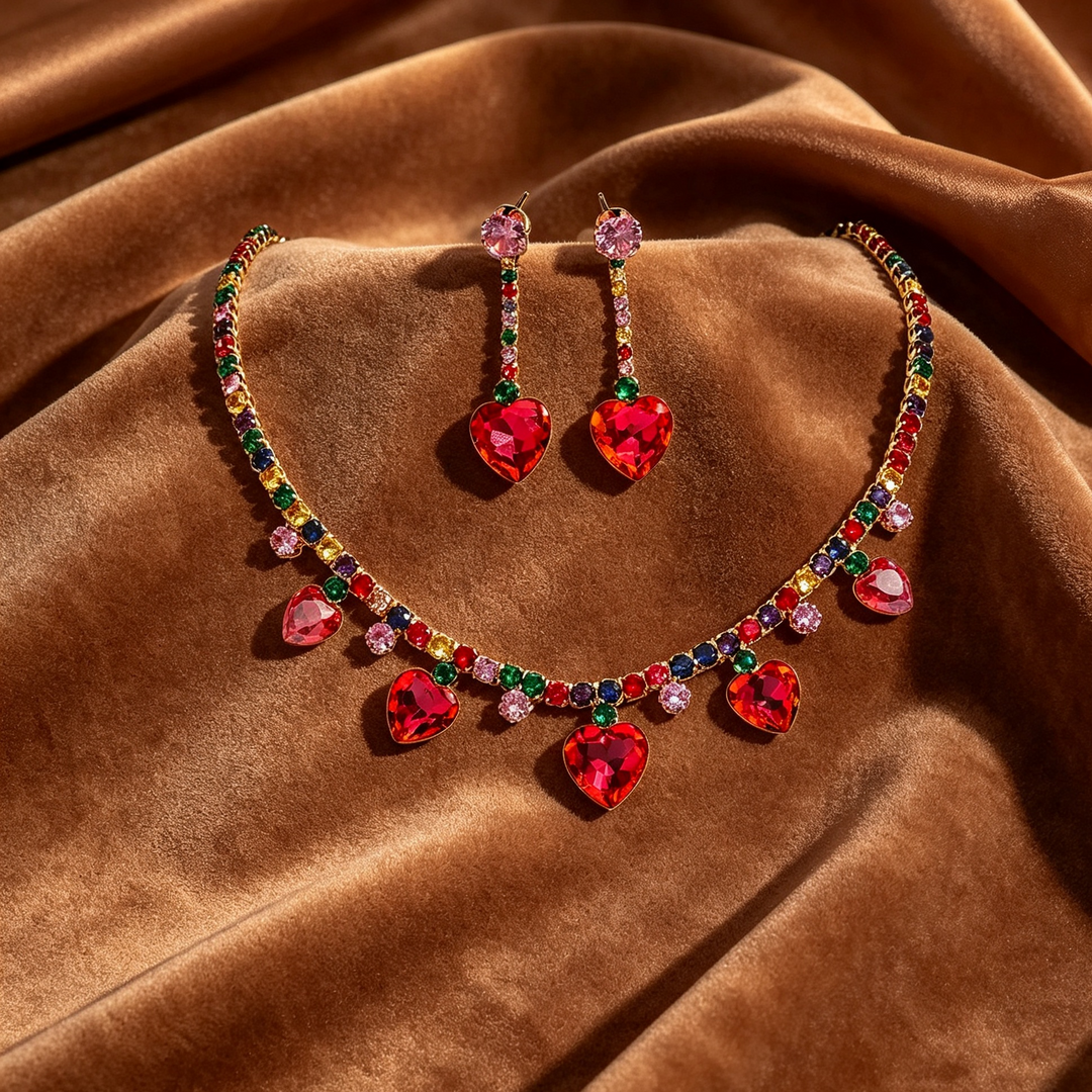 Heart Charm Necklace Set