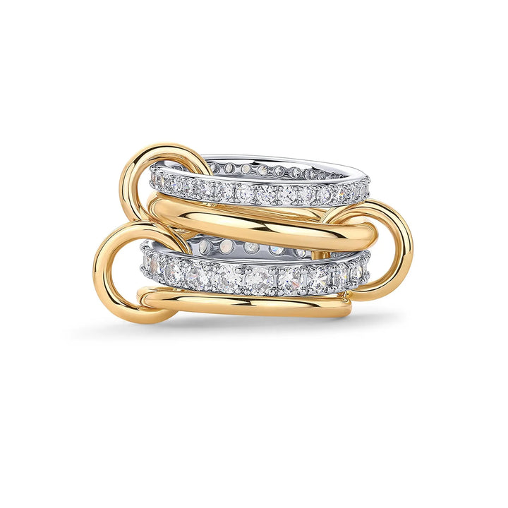 Interlocked Layer Zircon Ring Daily Statement Jewelry