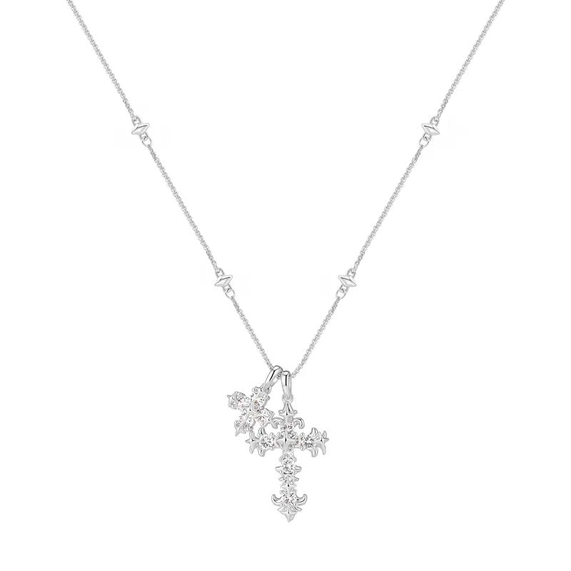 Bling Double Cross Faith Necklace