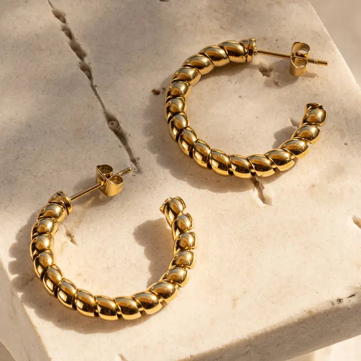 Sculpted Twist Hoop Earrings