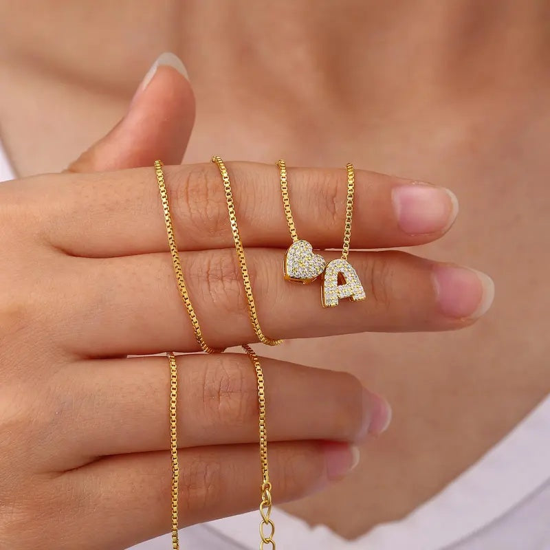 Heart Initial Letter Dainty Necklace For Women