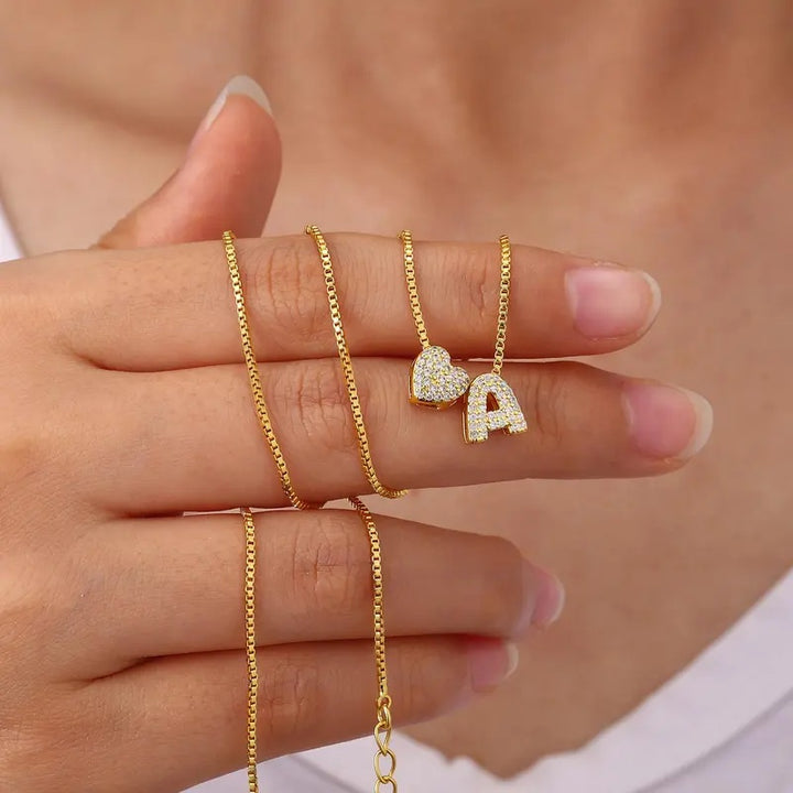 Heart Initial Letter Dainty Necklace For Women