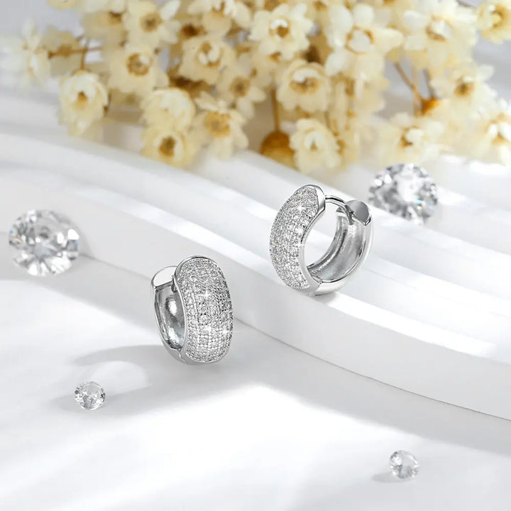 Sparkling cubic zirconia round earrings