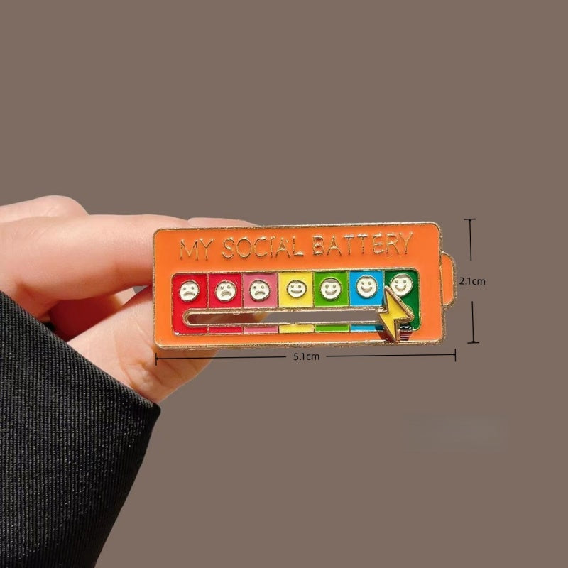 Social Battery Slider Pin Mood Brooch