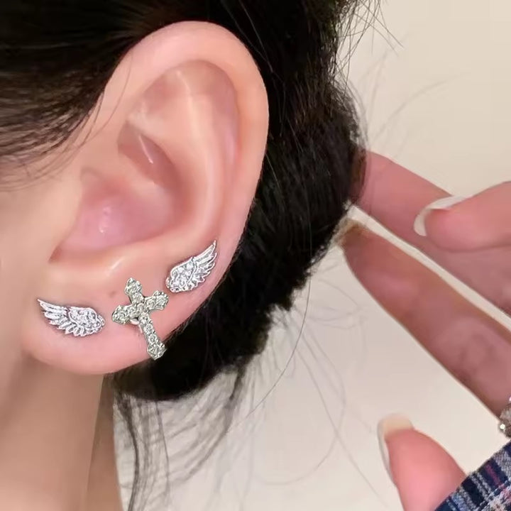 Angel Cross Earrings Winged Everyday Style