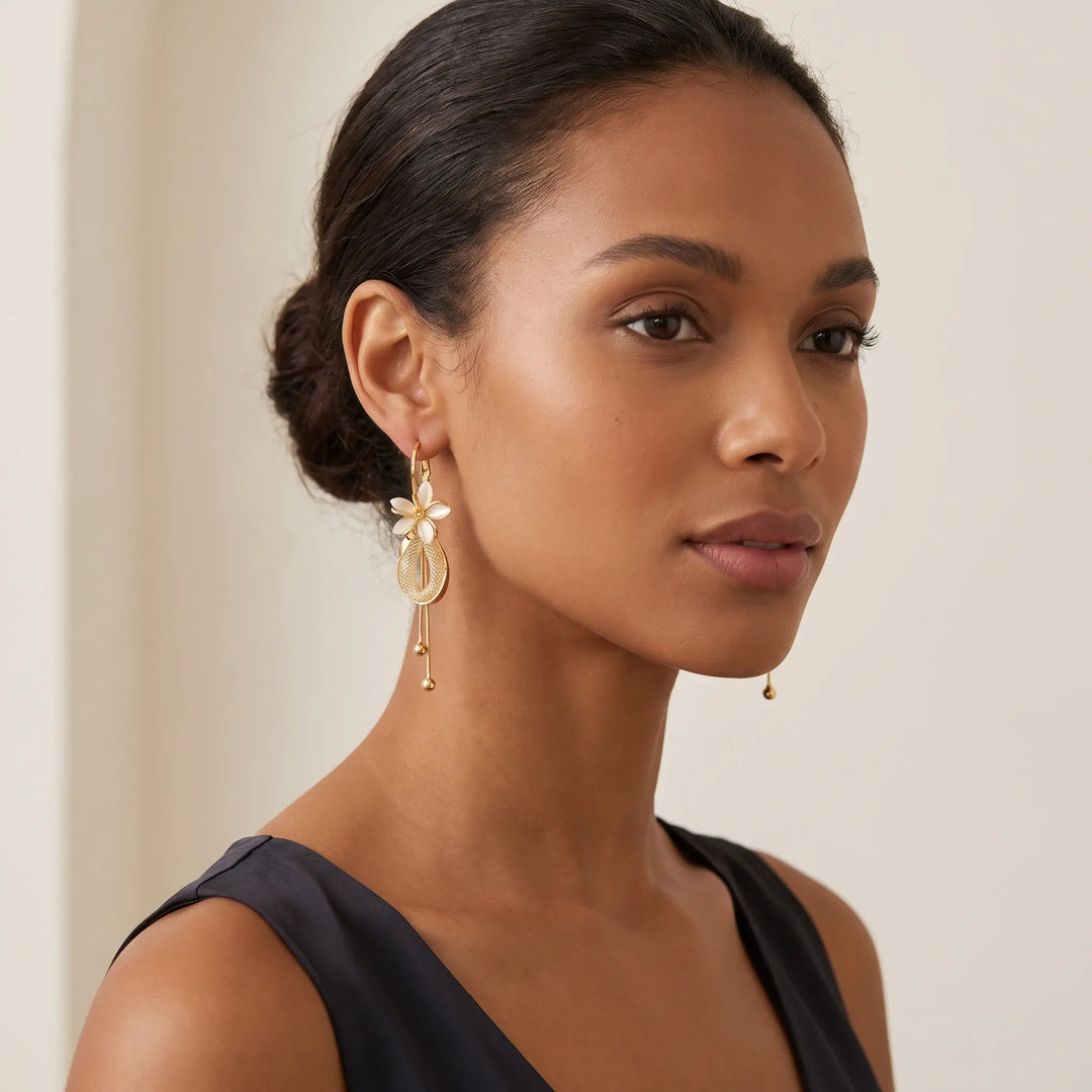 Petal Mesh Tassel Dangle Earrings Daily Accessory