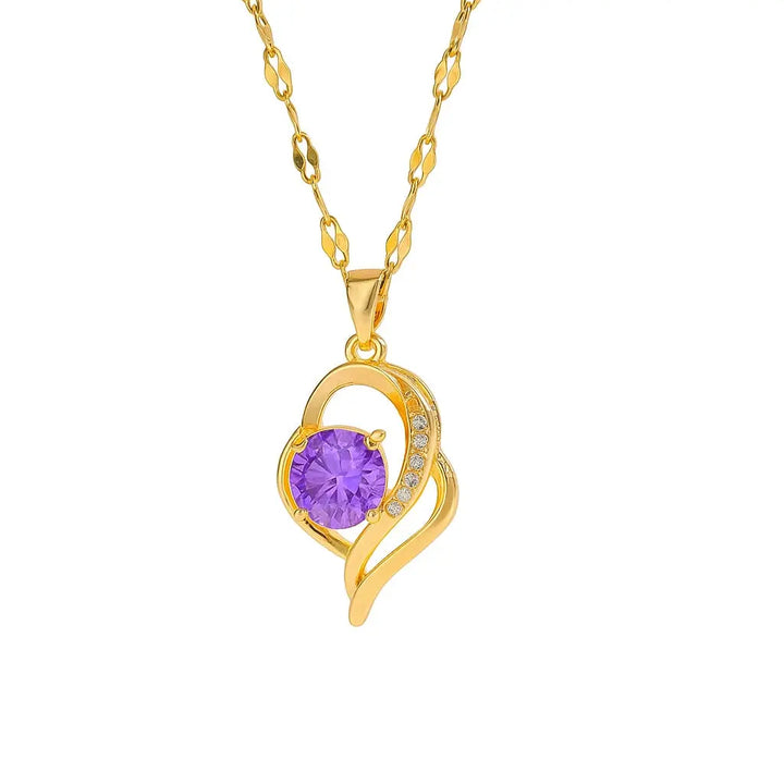 Purple Zircon Heart Necklace