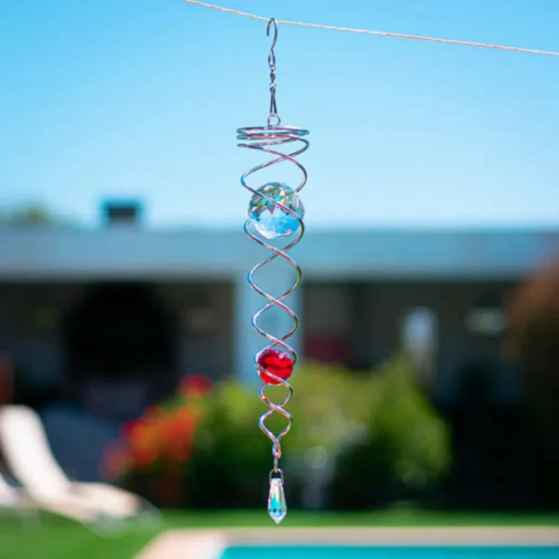Crystal Spiral Wind Spinner Garden Decor