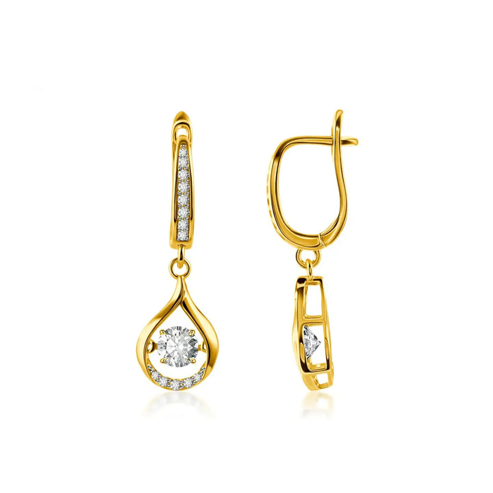 CZ Teardrop Dangle Huggie Earrings